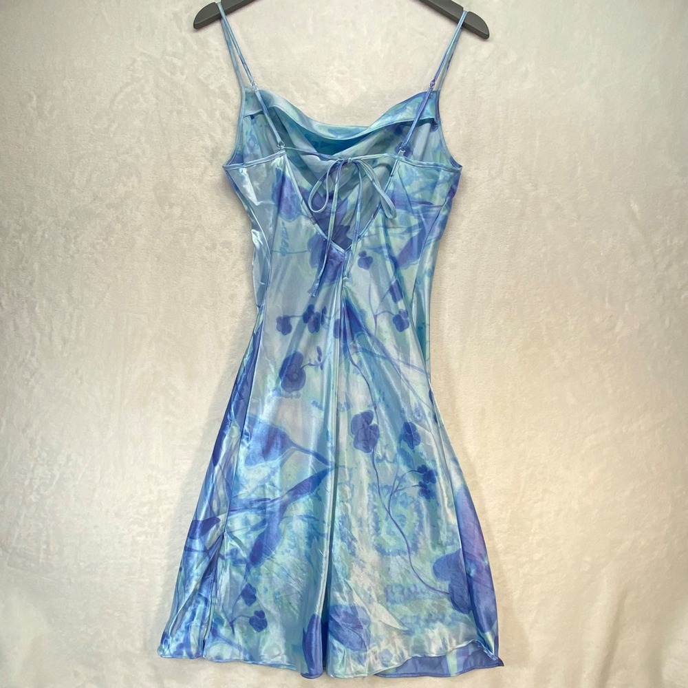 Private Luxuries Floral Slip Dress Cowl Neck Blue Midi Dress Size M Y2k 2000s - Picture 8 of 9